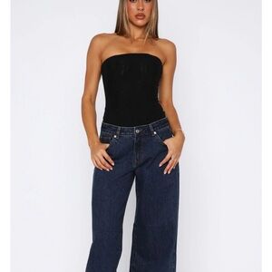 White Fox Boutique Maeve Low Rise Wide Leg Dark Blue Jeans